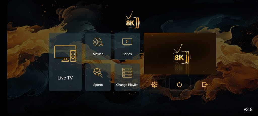 select Live TV, Movies, or Series 8K
